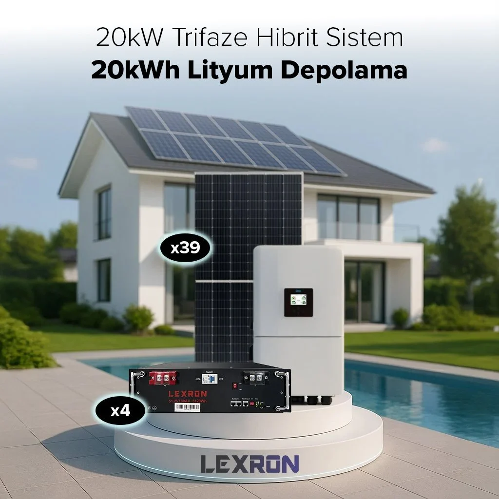 LEXRON 20KW TRİFAZE HİBRİT SİSTEM 1 (20kWh DEPOLAMA)