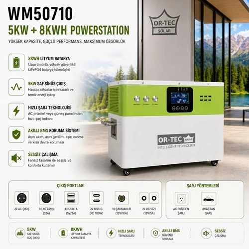 OR-TEC 5KW+8KWh TAŞINABİLİR GÜÇ İSTASYONU