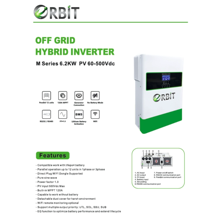 ORBİT 6.2 KW TAM SİNÜS OFF-GRİD İNVERTER