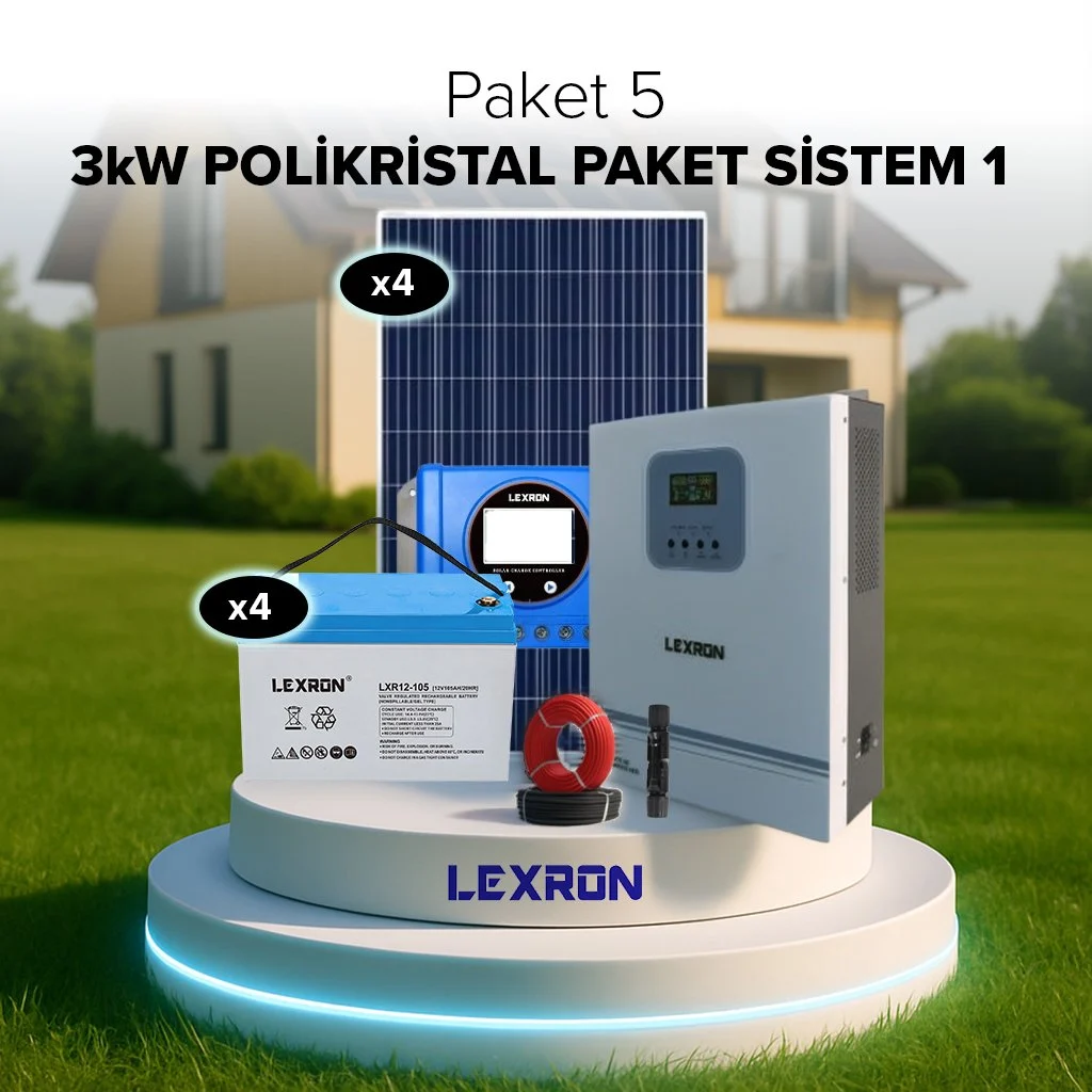 LEXRON 3kW POLİKRİSTAL PAKET SİSTEM (Müstakil Ev Paketi)