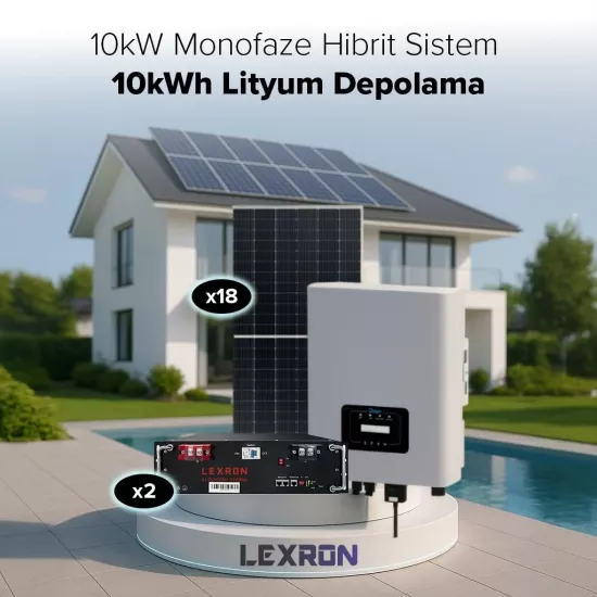LEXRON 10KW MONOFAZE HİBRİT SİSTEM 1 (10kWh Depolama)