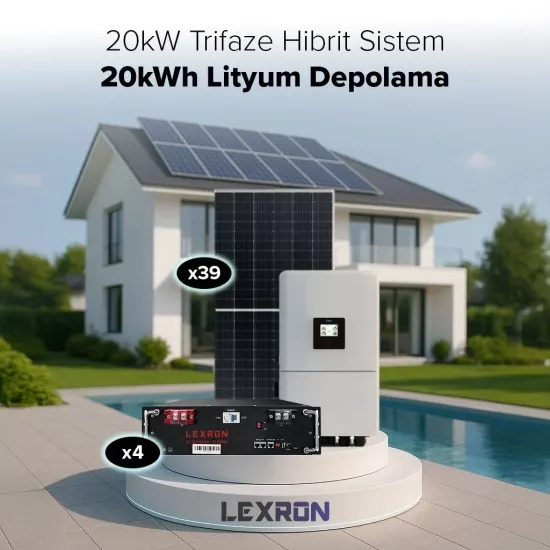 LEXRON 20KW TRİFAZE HİBRİT SİSTEM 1 (20kWh DEPOLAMA)