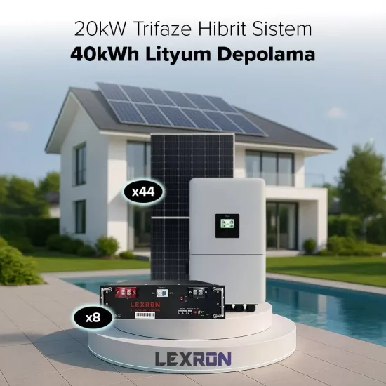 LEXRON 20KW TRİFAZE HİBRİT SİSTEM 3 (40kWh DEPOLAMA)