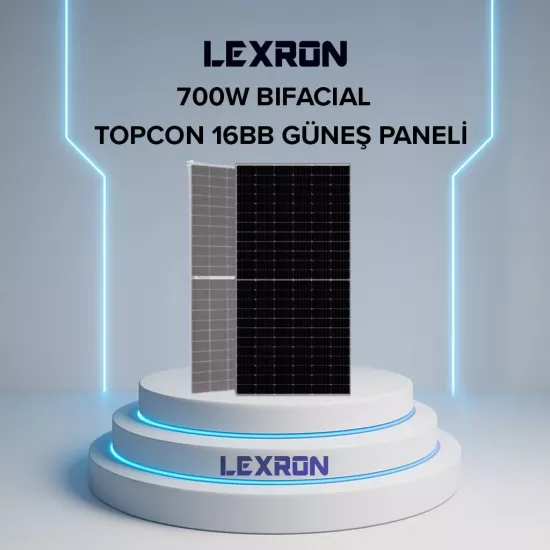 LEXRON TOPCON BIFACIAL 700W HALF-CUT GÜNEŞ PANELİ